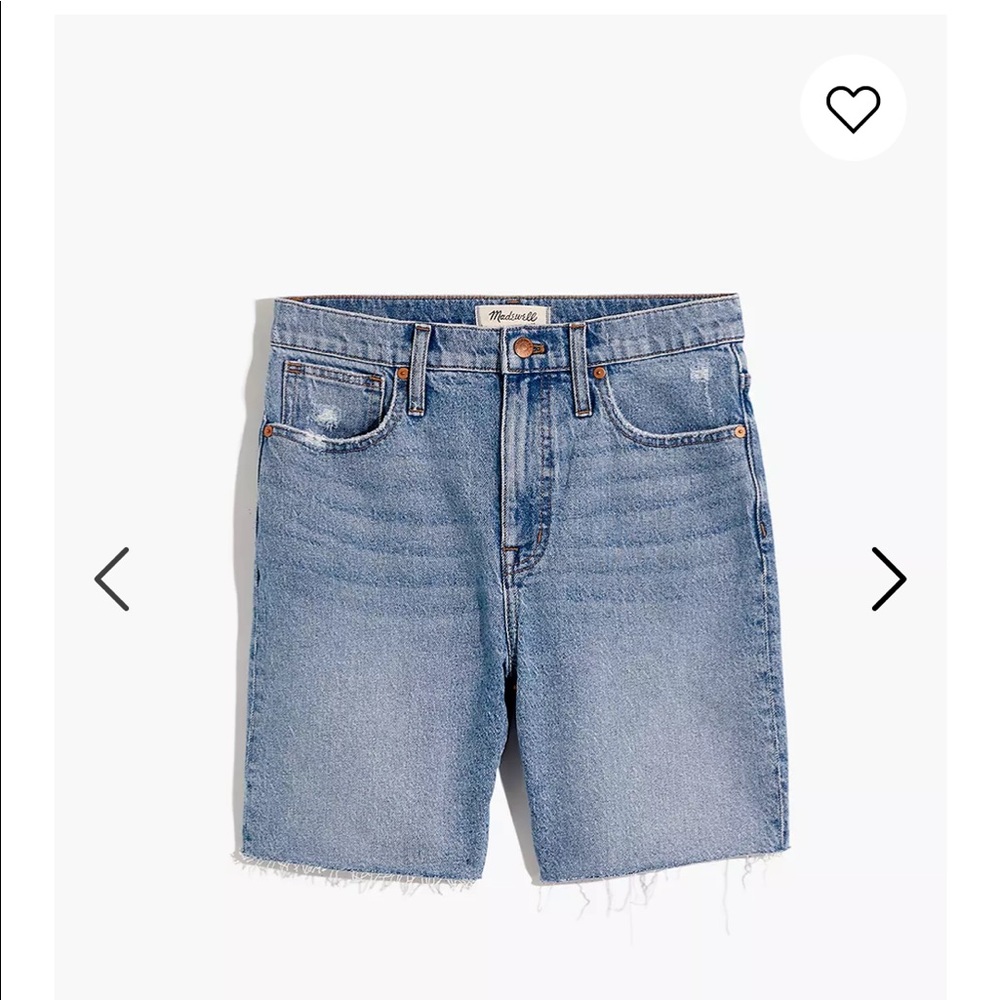 Madewell high rise mid length denim short